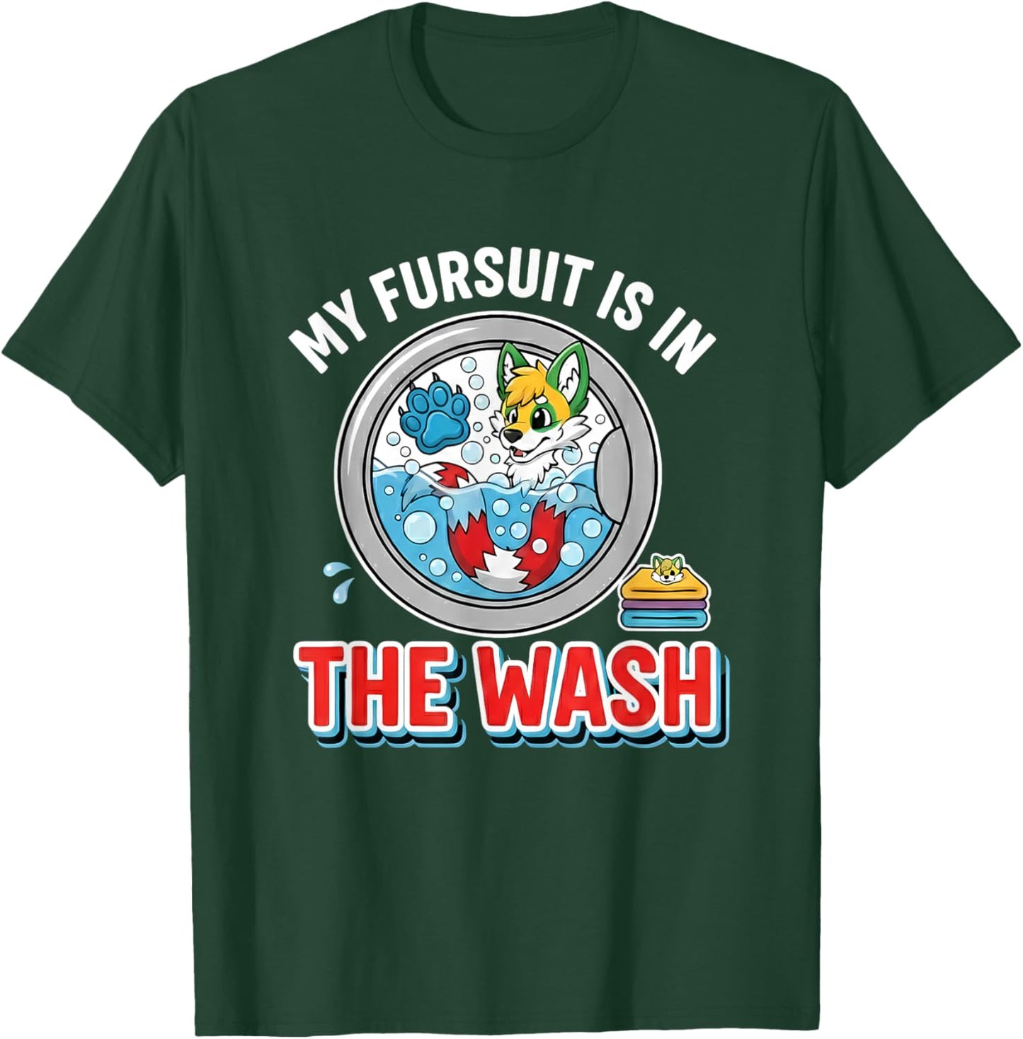 My Fursuit is in the Wash Funny Anthro Fox Fandom Furry T-Shirt - T-Shirt | Forest
