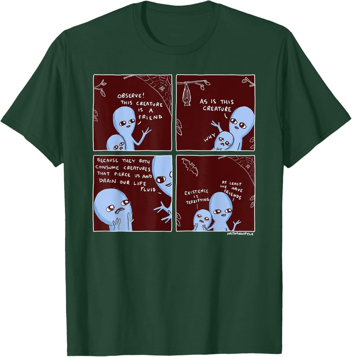 Threadless Nathan W. Pyle Strange Planet Existence Graphic T-Shirt - T-Shirt | Forest