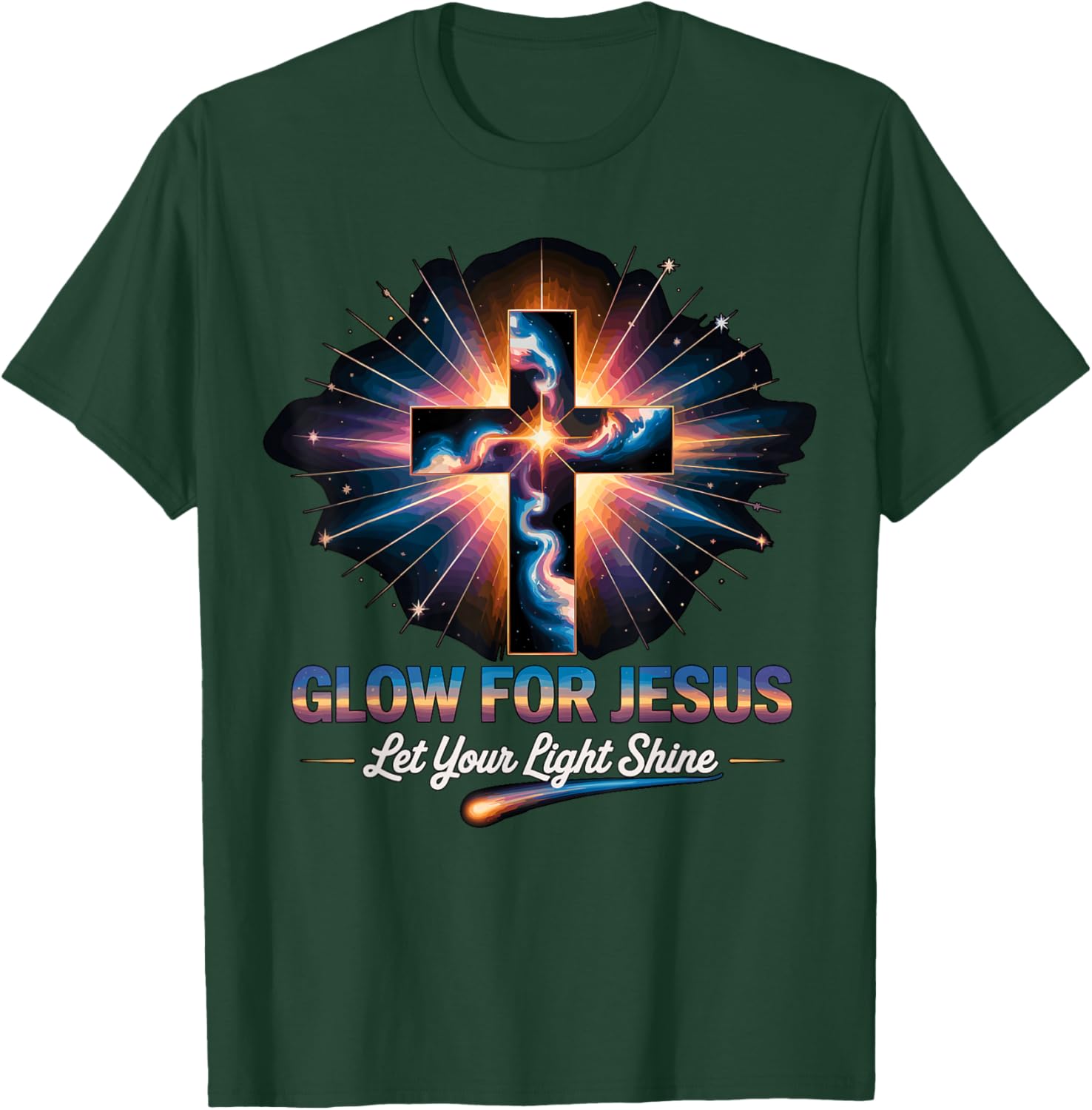 Glow for Jesus Cross T-Shirt - T-Shirt | Forest