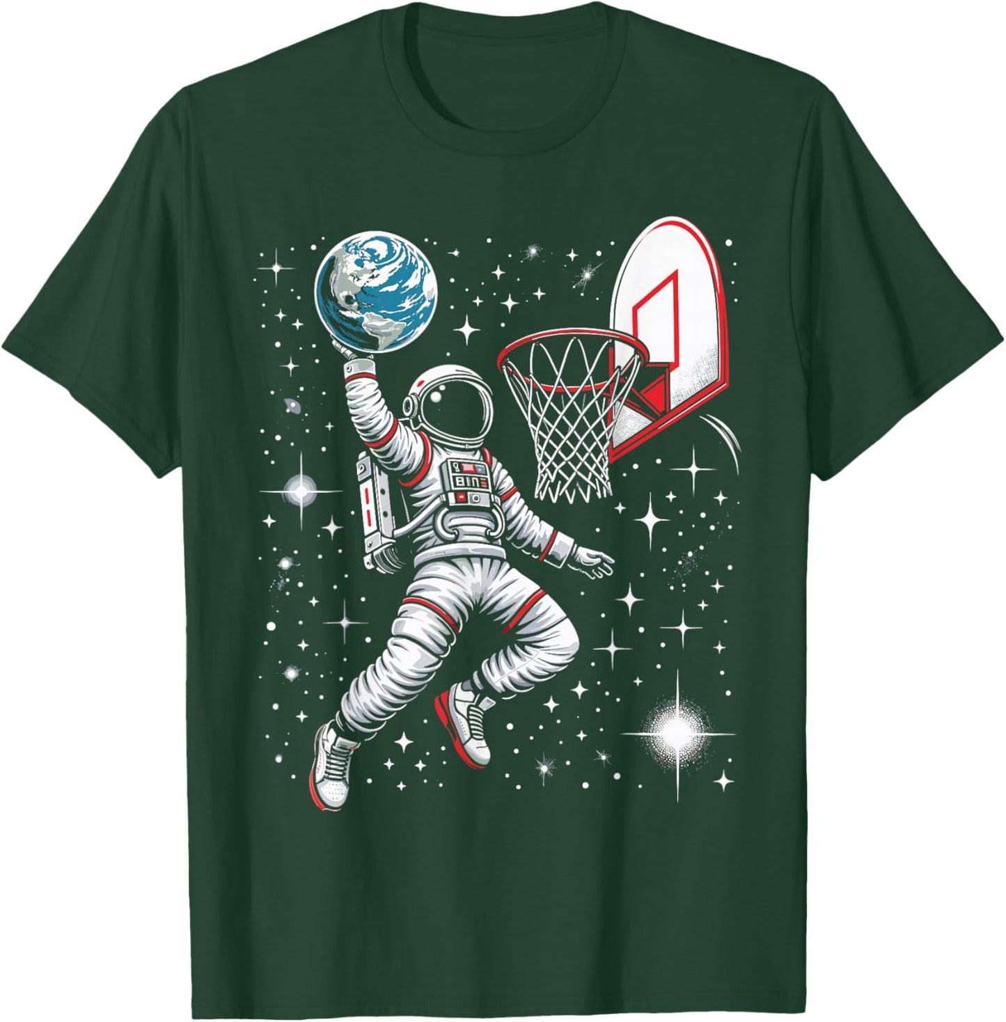 Astronaut Basketball Shirt Space Spaceman Slam Dunking Earth T-Shirt - T-Shirt | Forest