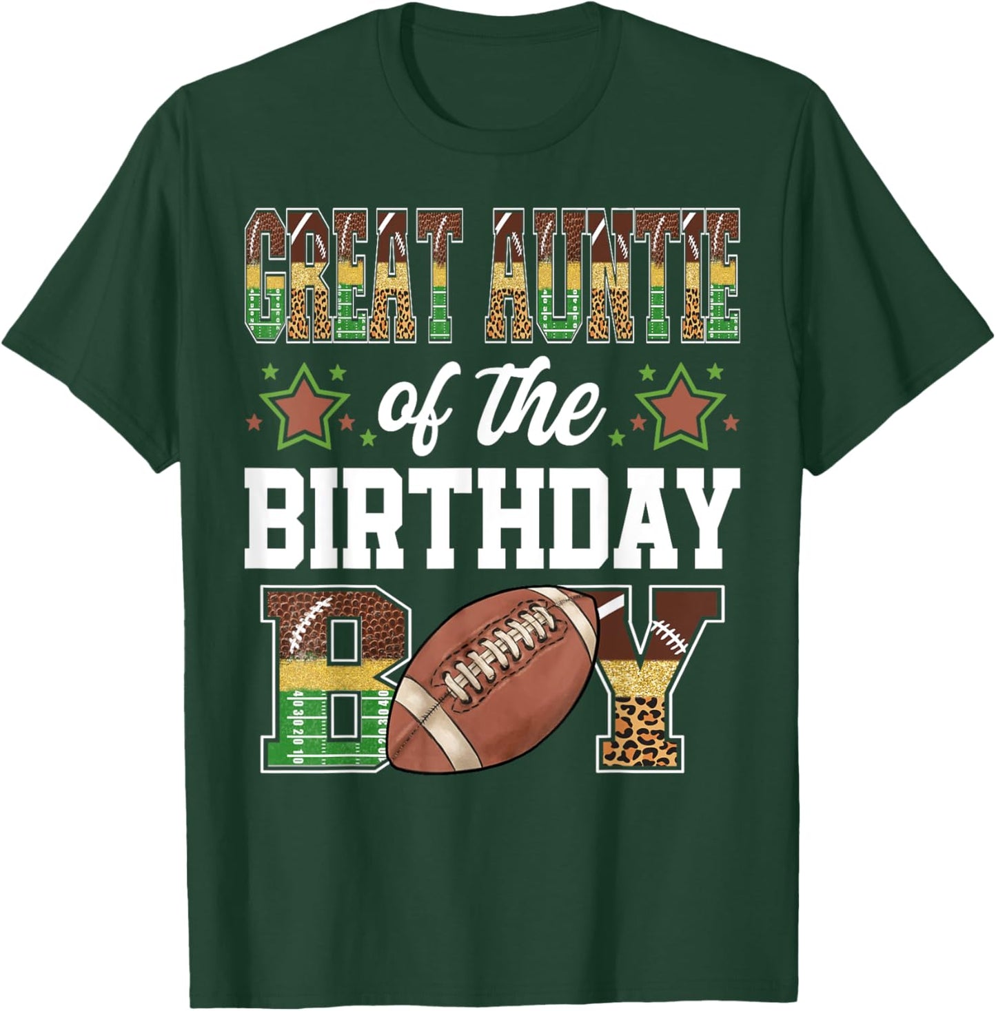 Great Auntie Of The Birthday Boy Football Player Matching T-Shirt - T-Shirt | Forest