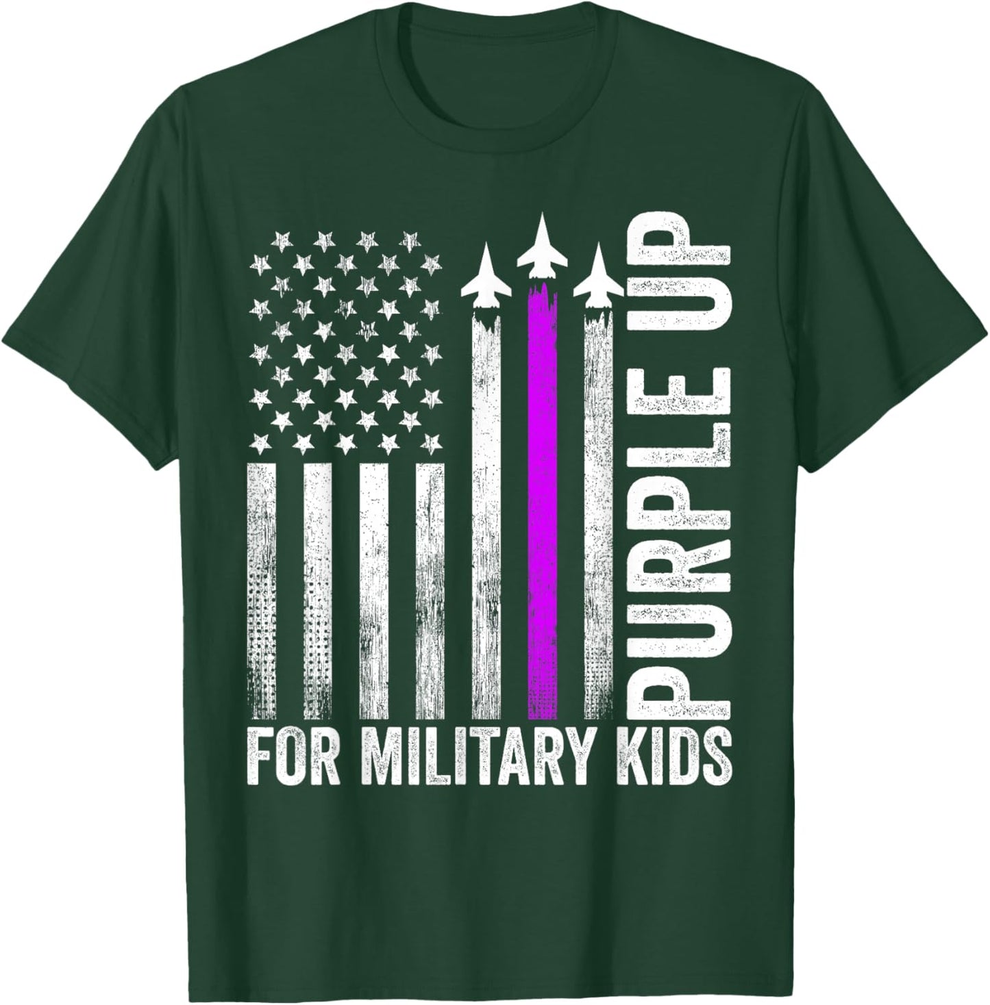 Purple Up For Military Kids Military Child Month USA Flag T-Shirt - T-Shirt | Forest