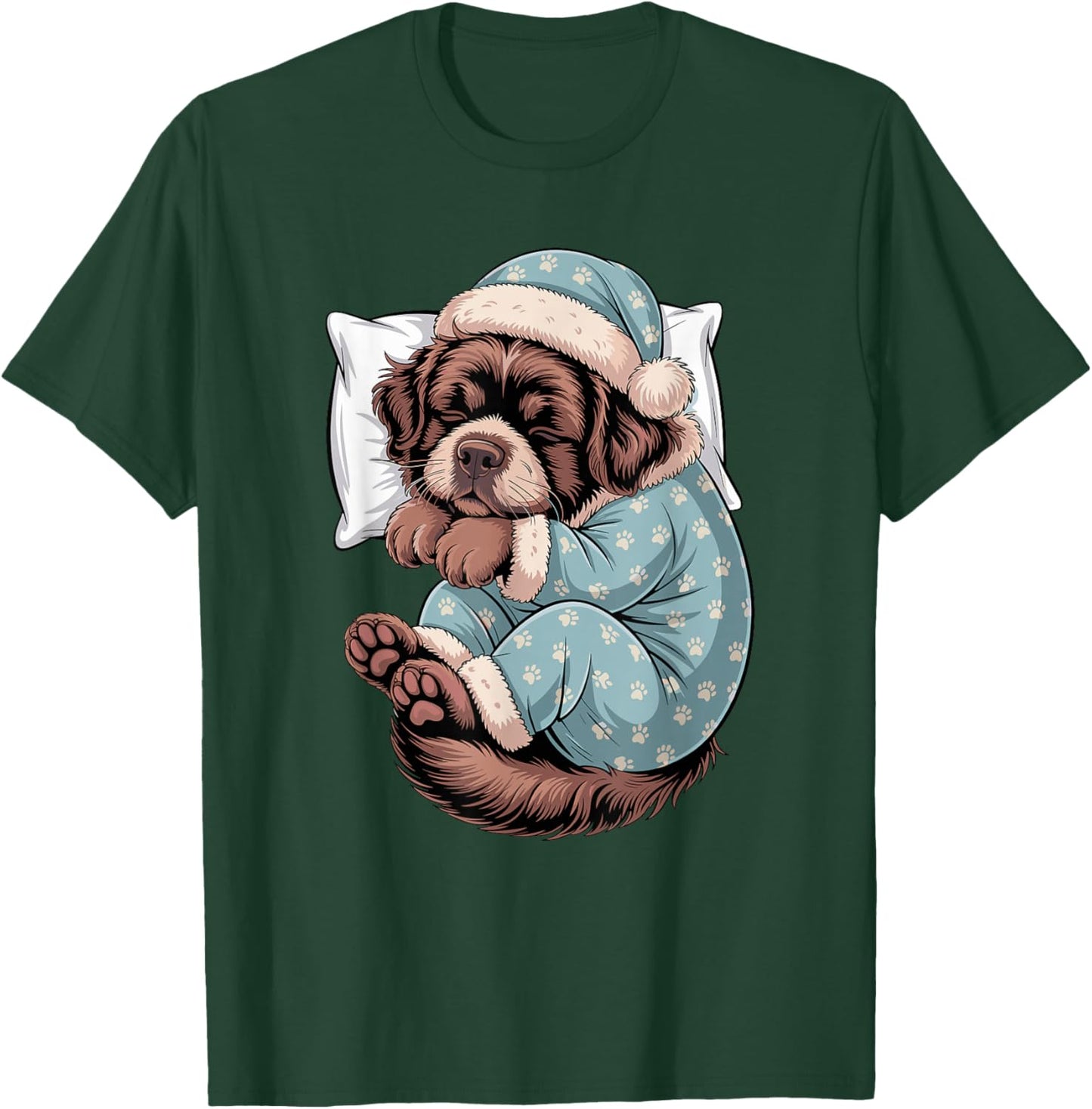 Sleepy Newfoundland Pajama Dog Lover Men Woman Kids T-Shirt - T-Shirt | Forest