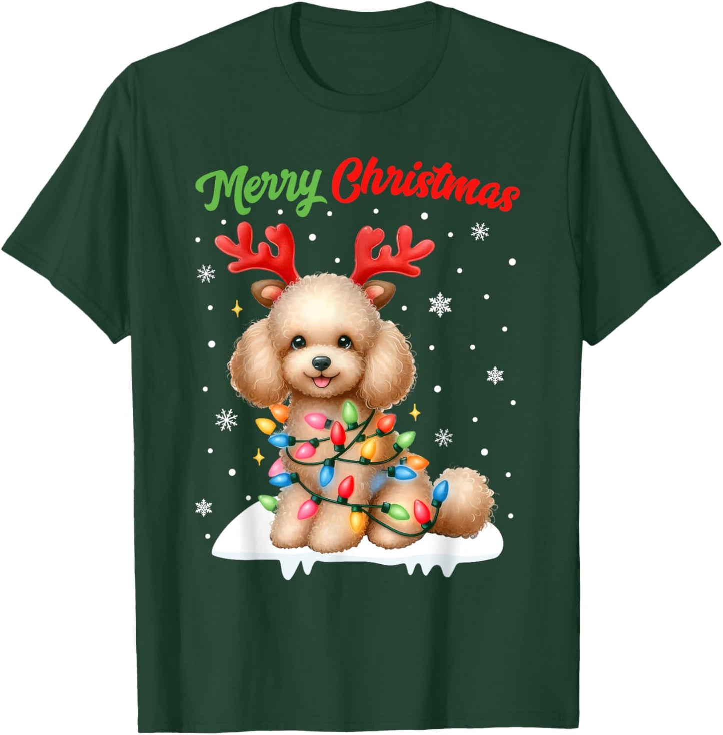 Christmas Pajamas Men Women Kids Christmas Poodle Dog T-Shirt - T-Shirt | Forest