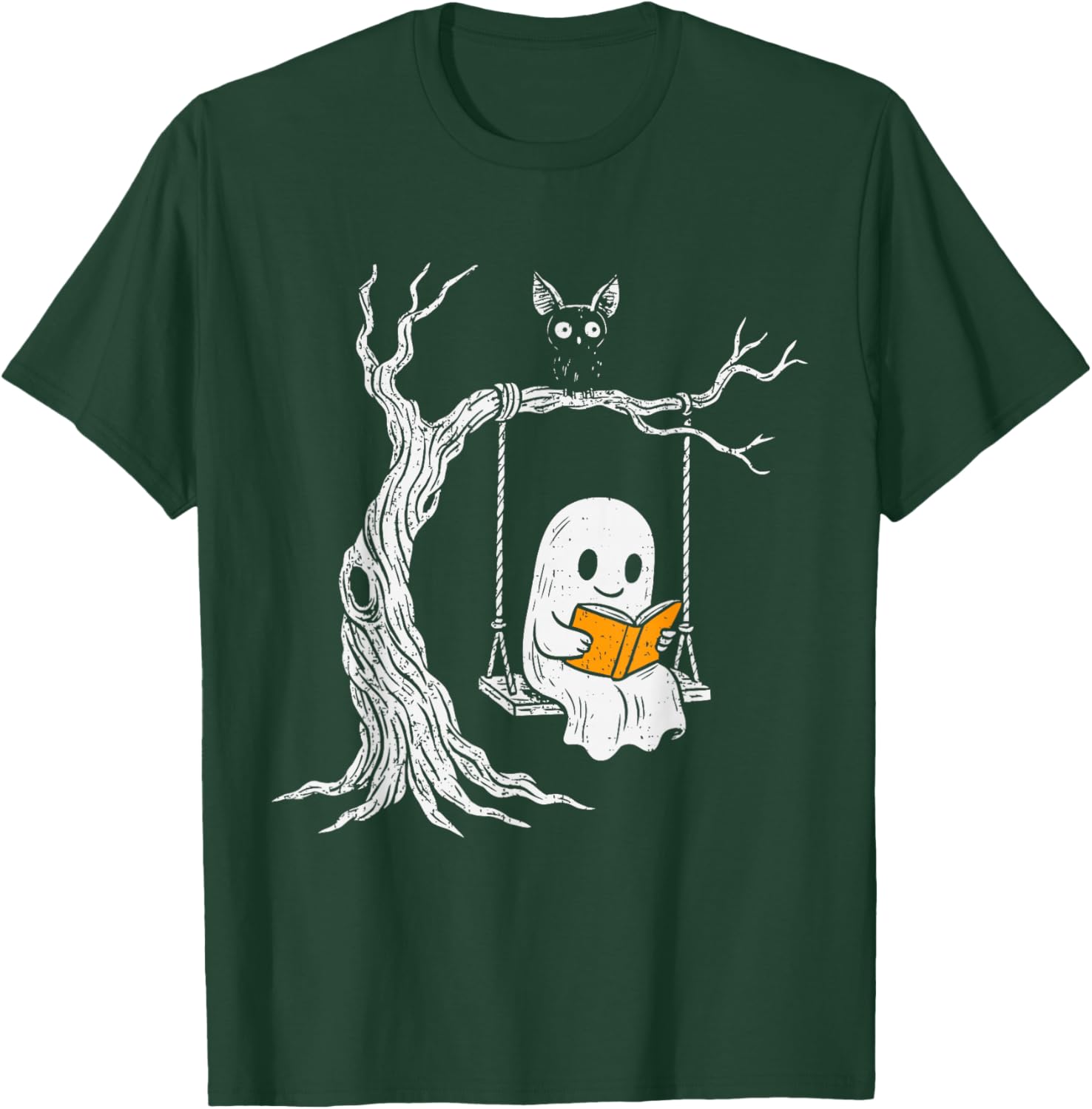 Ghost Reading Book Halloween Librarian Teacher Book Lover T-Shirt - T-Shirt | Forest
