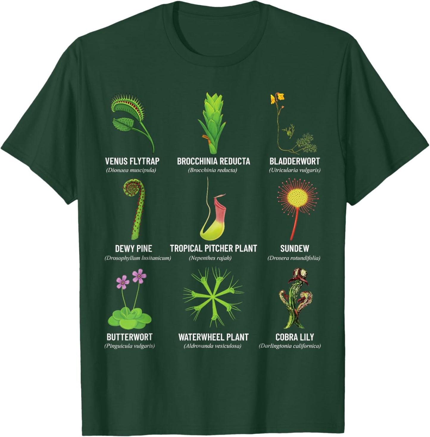 Carnivorous Plants Chart Venus Flytrap, Pitcher Plant T-Shirt - T-Shirt | Forest