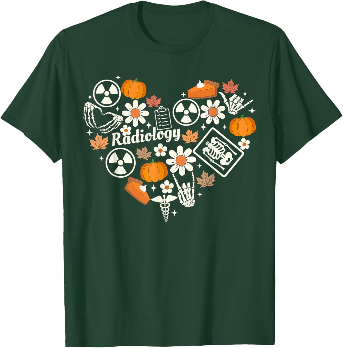 Radiology Fall Heart Xray Tech Autumn Pumpkin Thanksgiving T-Shirt - T-Shirt | Forest