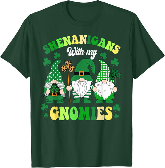 Groovy St Patricks Day Lucky Shamrock Gnomes Irish Women T-Shirt - T-Shirt | Forest