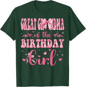 Great Grandma of The Birthday Girl Matching Pink Coquette T-Shirt - T-Shirt | Forest