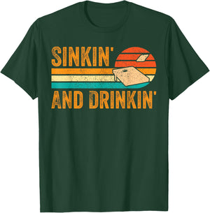 Funny Cornhole Corn Hole Retro Sinkin' and Drinkin' T-Shirt - T-Shirt | Forest