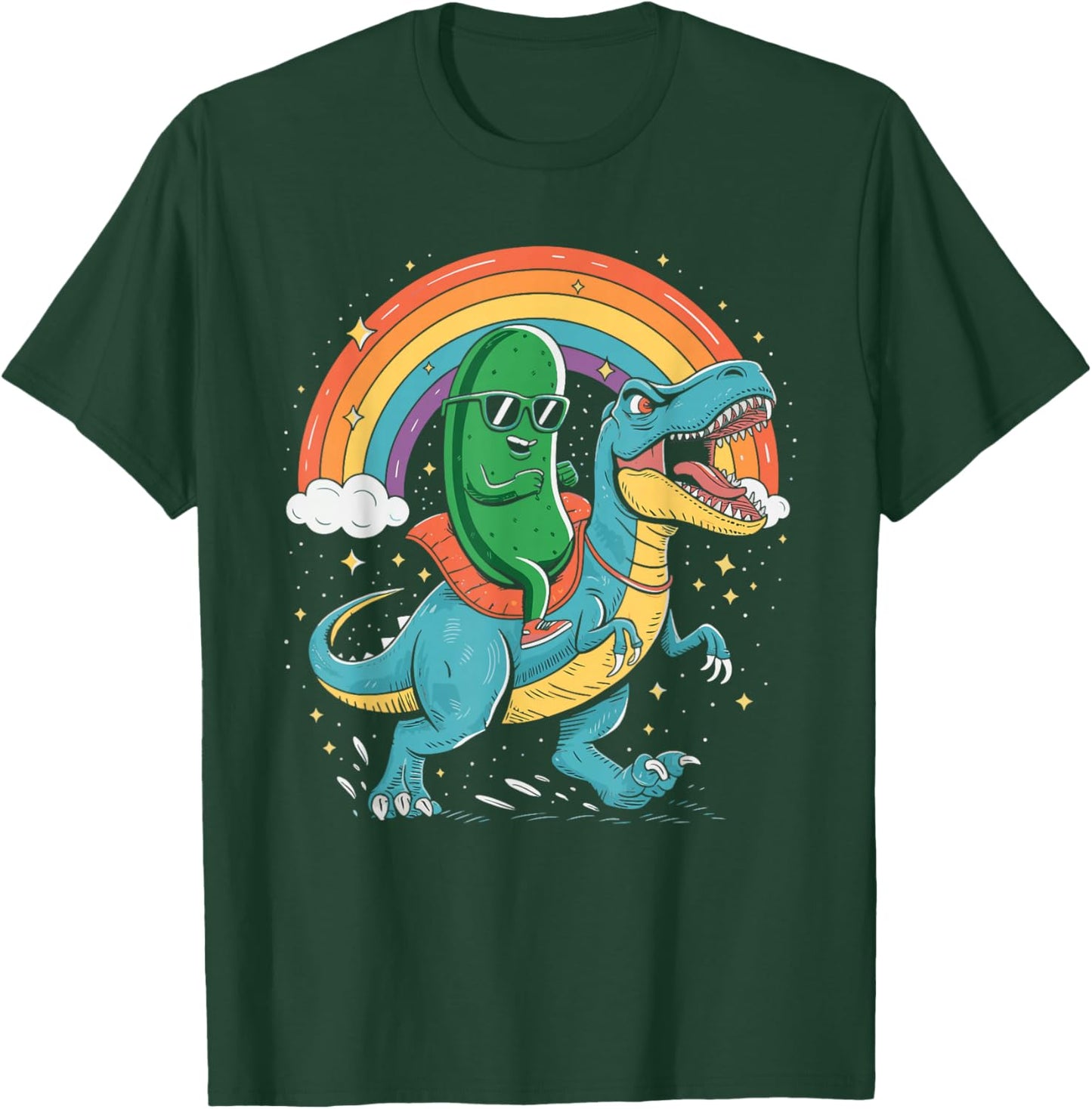 Pickle Riding Dinosaur T-Shirt - T-Shirt | Forest