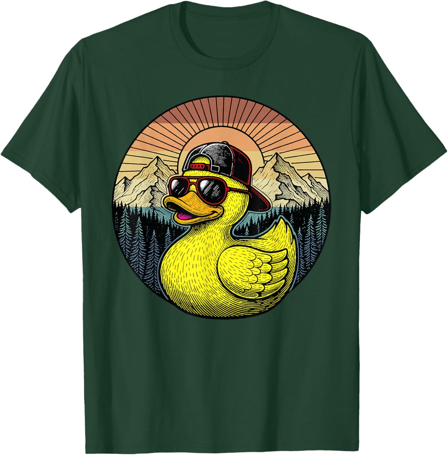 Cool Rubber Duck Sunglasses Funny Duckie Retro Duckling Gift T-Shirt - T-Shirt | Forest