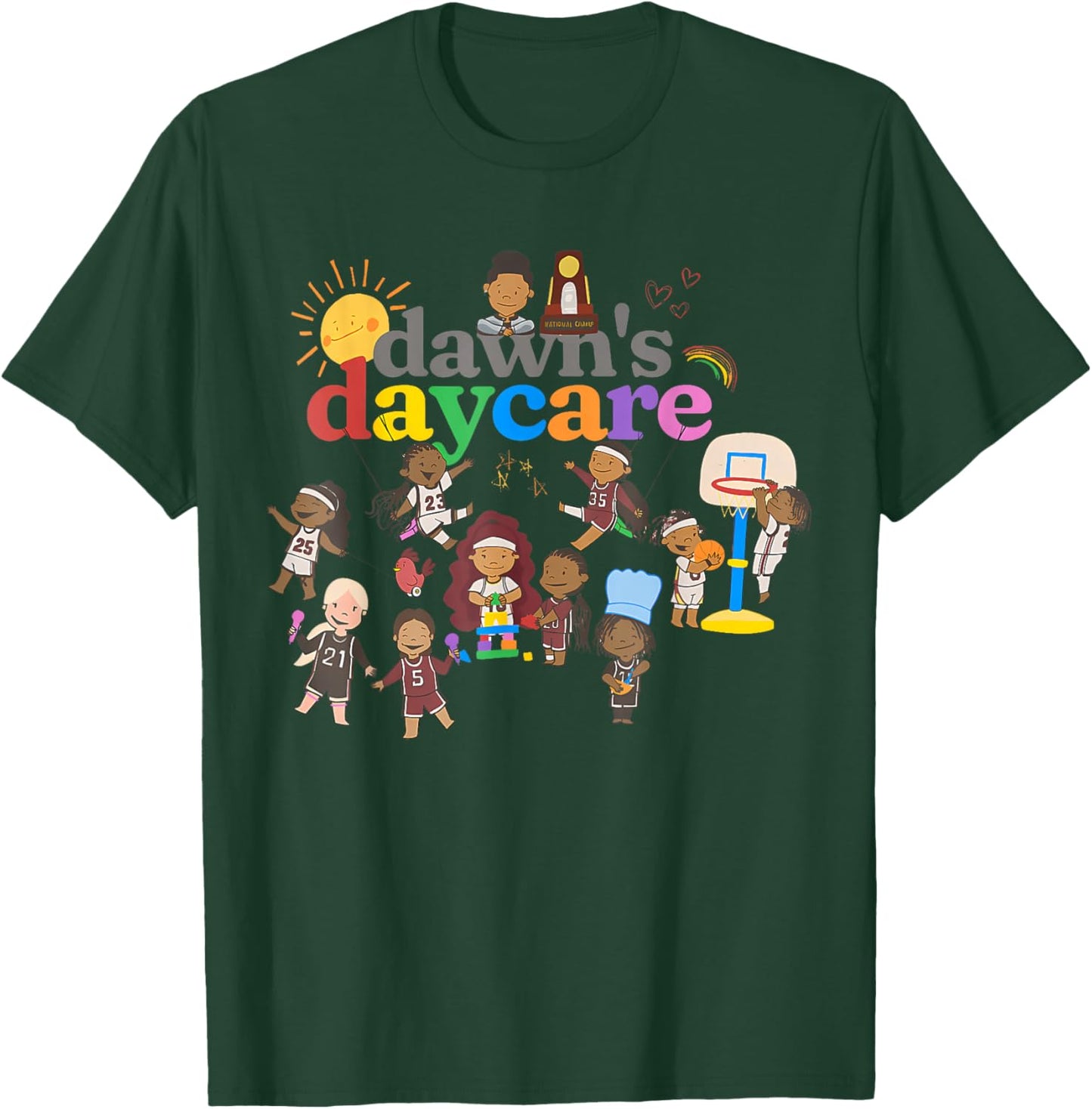 Funny Dawn's Daycare Basketball Cute Kids T-Shirt - T-Shirt | Forest