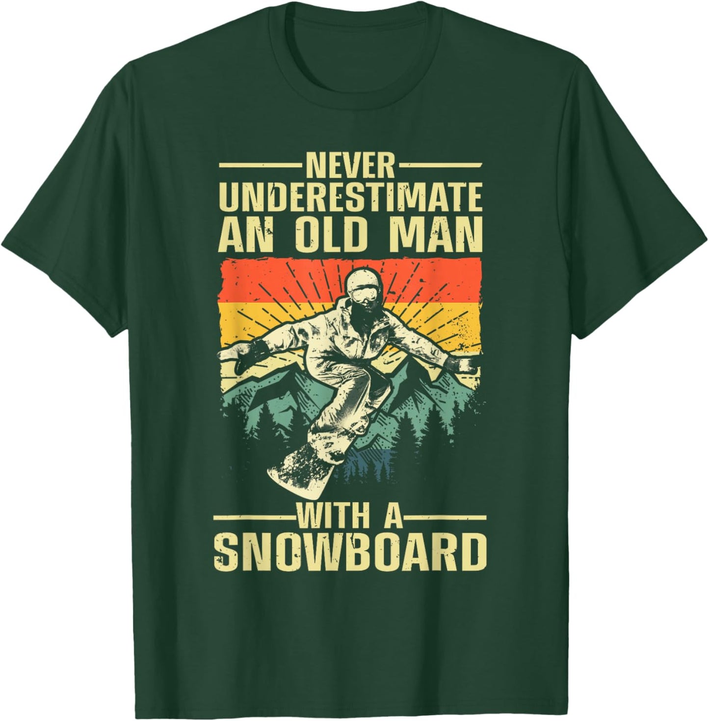 Cool Snowboarding Art Grandpa Dad Winter Snowboarder T-Shirt - T-Shirt | Forest