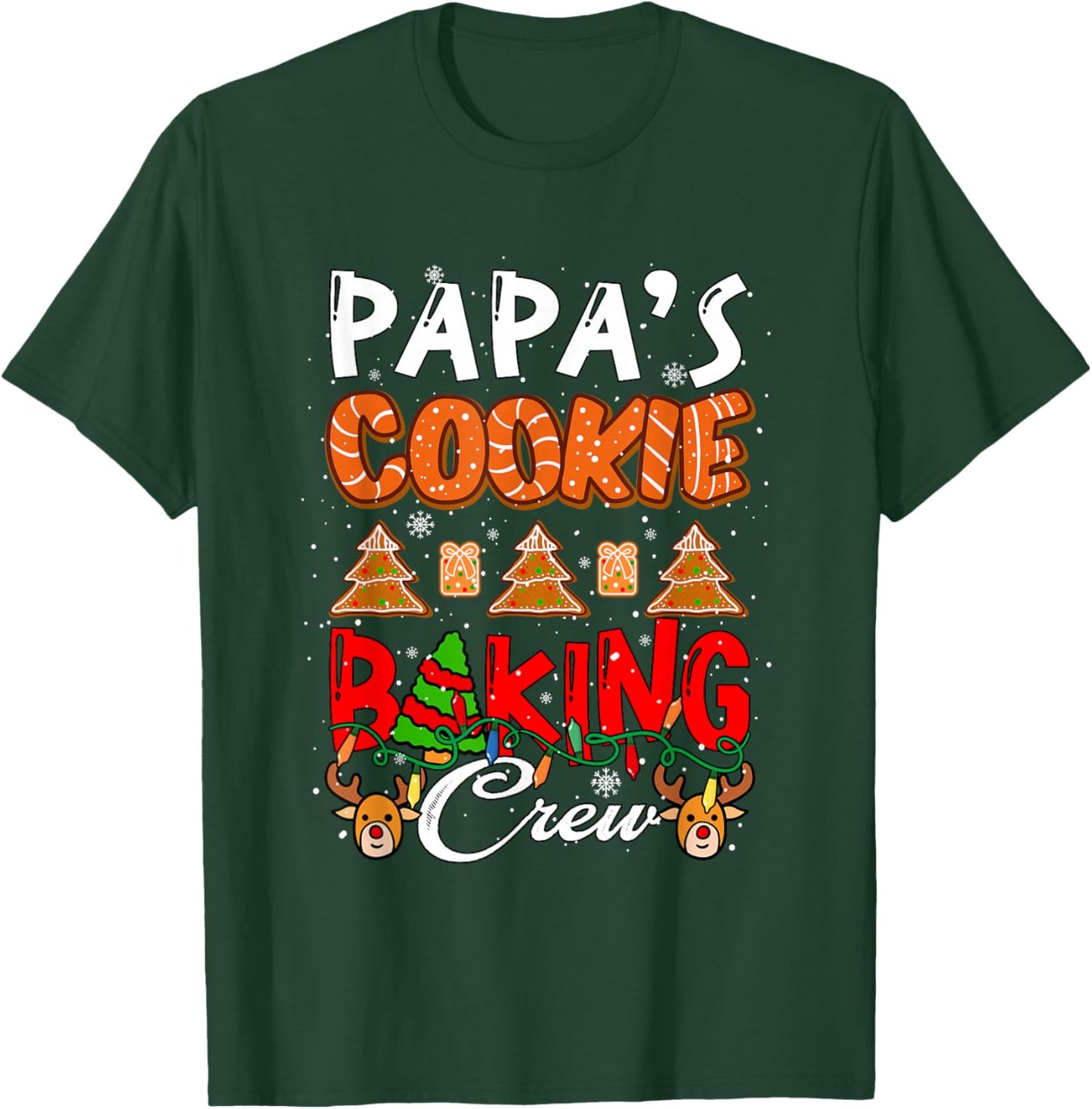 Papa's Xmas Cookie Baking Crew Funny Baker Team Lover T-Shirt - T-Shirt | Forest