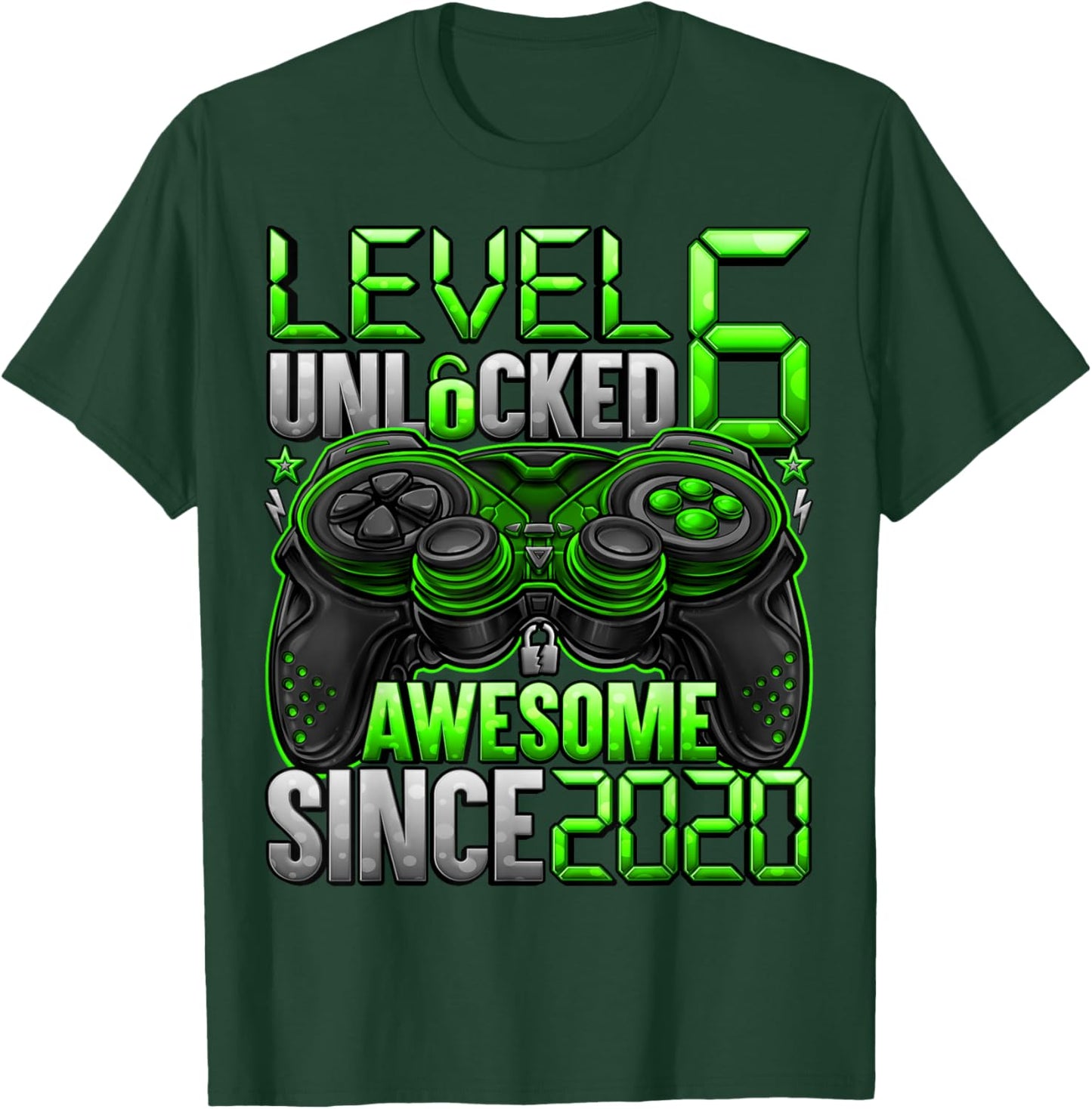 Level 6 Unlocked 6 Year Old Gifts for Boys 6th Birthday Boy T-Shirt - T-Shirt | Forest