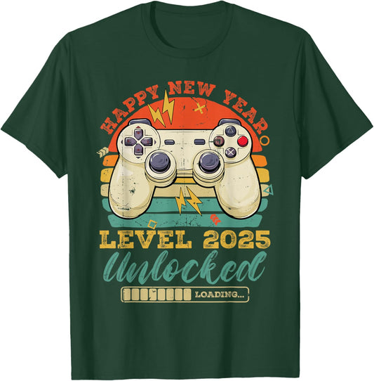 Happy New Year Level 2025 Unlocked New Years Eve Party Boys T-Shirt - T-Shirt | Forest