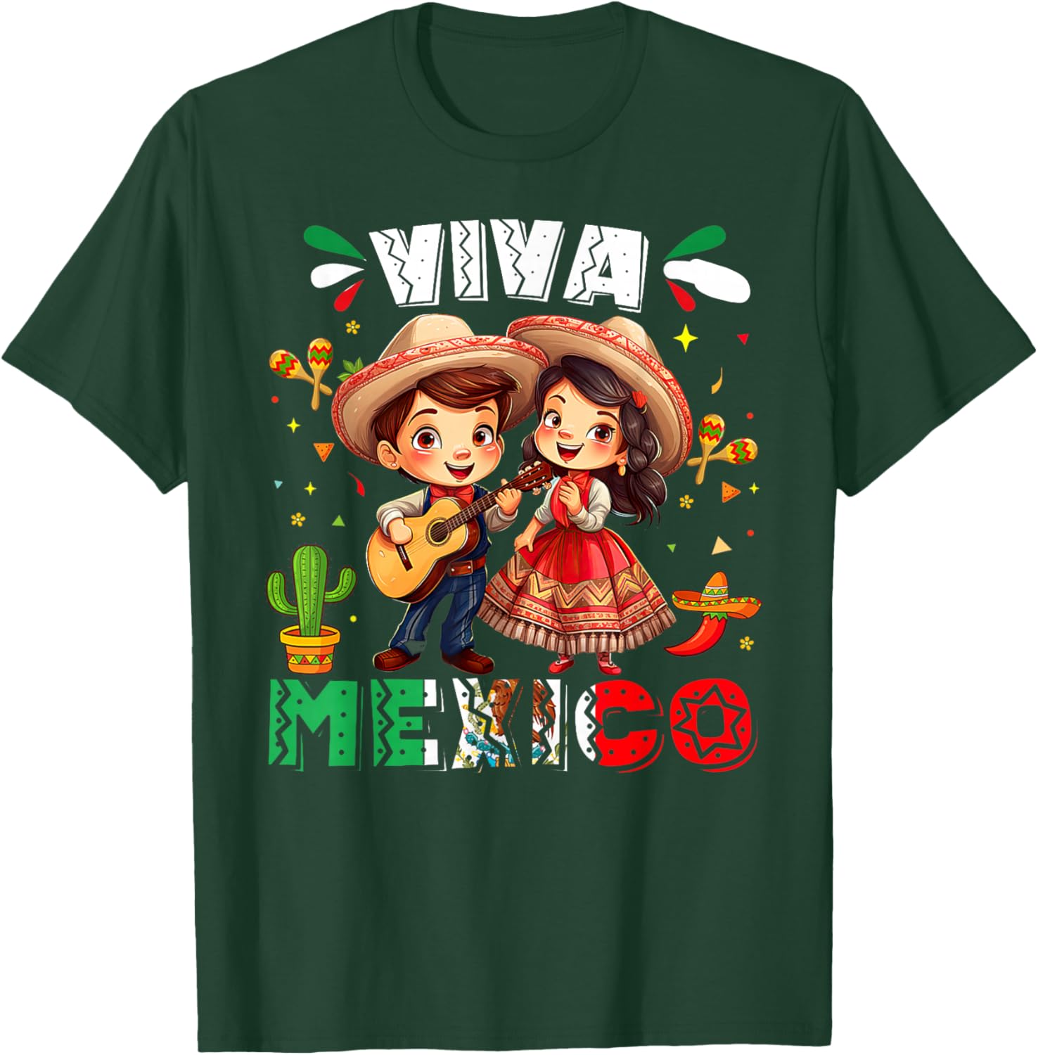 Viva Mexico Kids Independence Day Funny Dance Mexican T-Shirt - T-Shirt | Forest