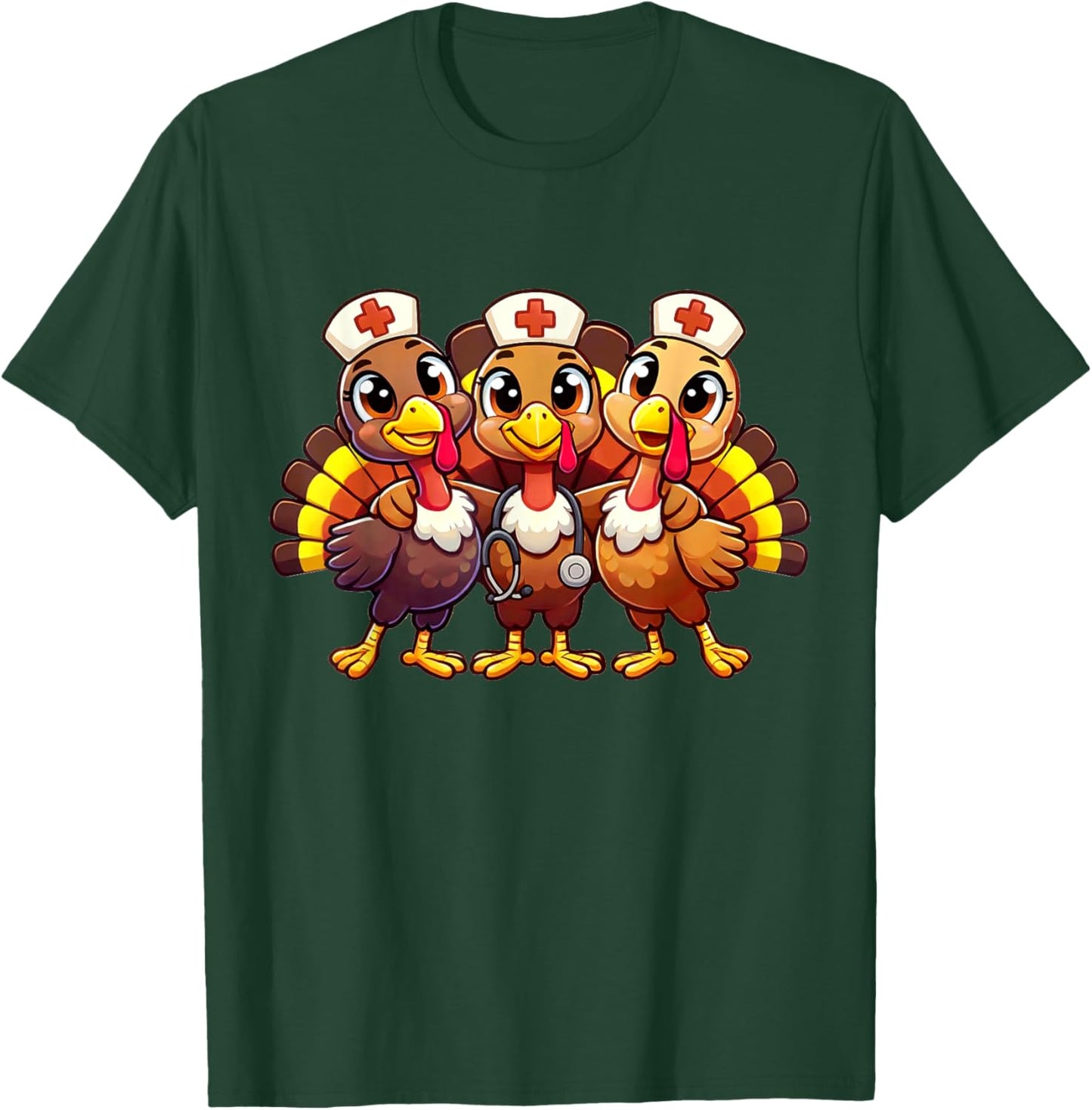 Thanksgiving Nursing Design Turkey Nurse Women T-Shirt - T-Shirt | Forest