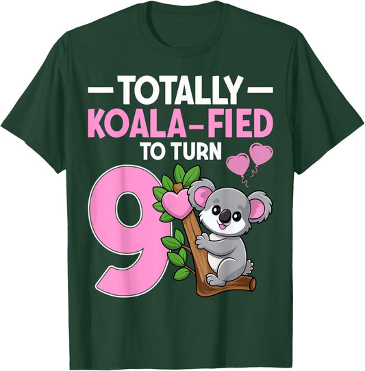 Koalafied To Turn 9 Cute Koala Lover 9th Birthday Party T-Shirt - T-Shirt | Forest