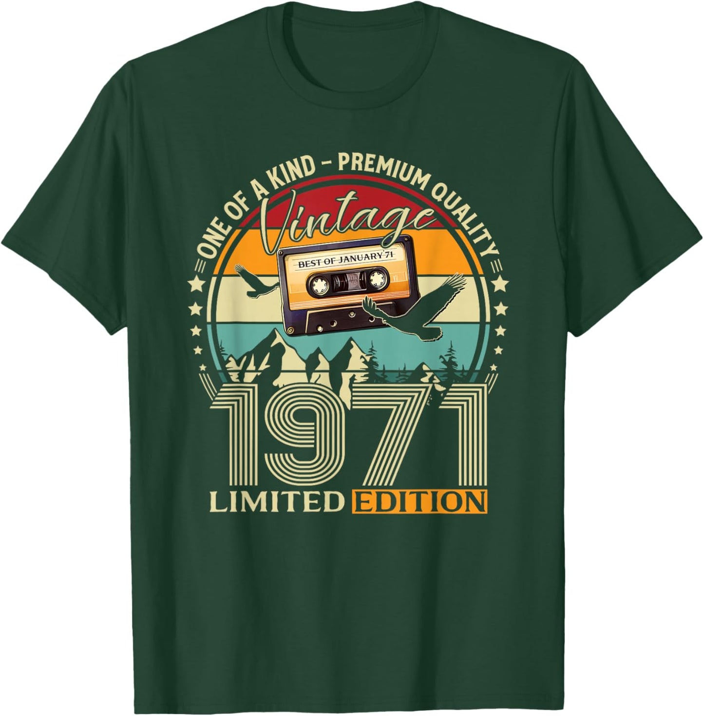 55 Ans Anniversaire Homme Femme Janvier 1971 Cassette T-Shirt - T-Shirt | Forest