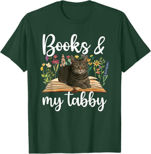 Books & My Gray Tabby Cat Owner Grey Tabby Cat Lover T-Shirt - T-Shirt | Forest
