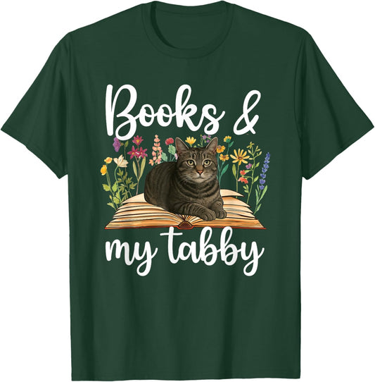 Books & My Gray Tabby Cat Owner Grey Tabby Cat Lover T-Shirt - T-Shirt | Forest