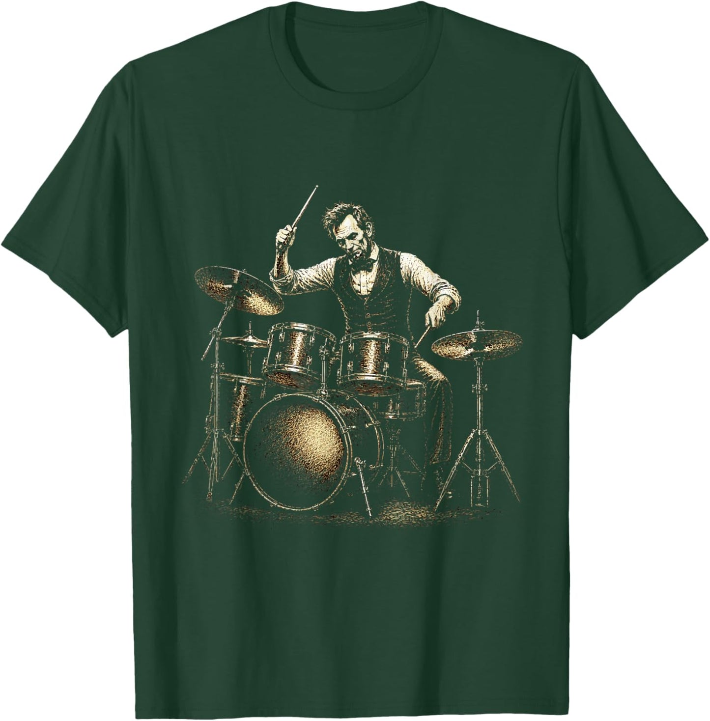 Abraham Lincoln Drummer Abe Playing Drums Retro Vintage T-Shirt - T-Shirt | Forest