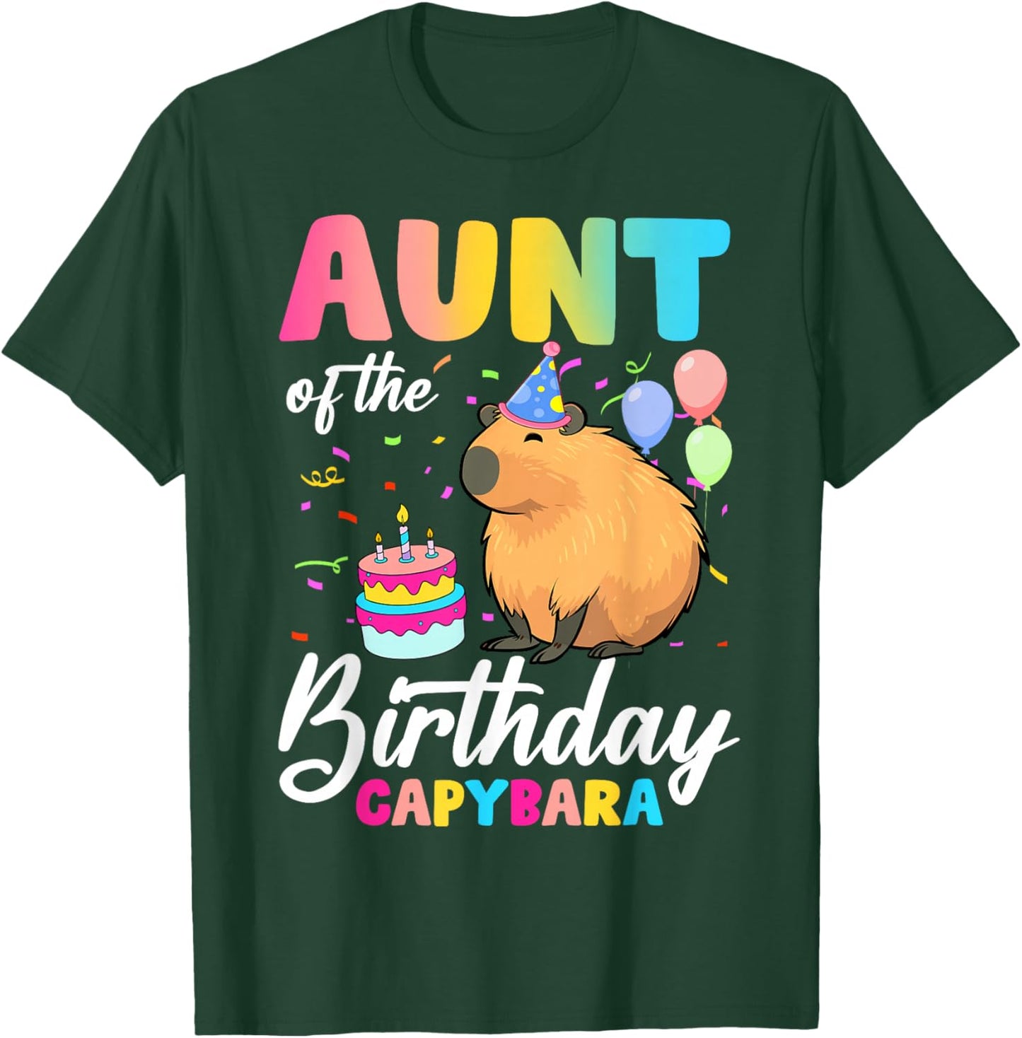 Aunt Of The Birthday Capybara Girl Bday Party Family T-Shirt - T-Shirt | Forest