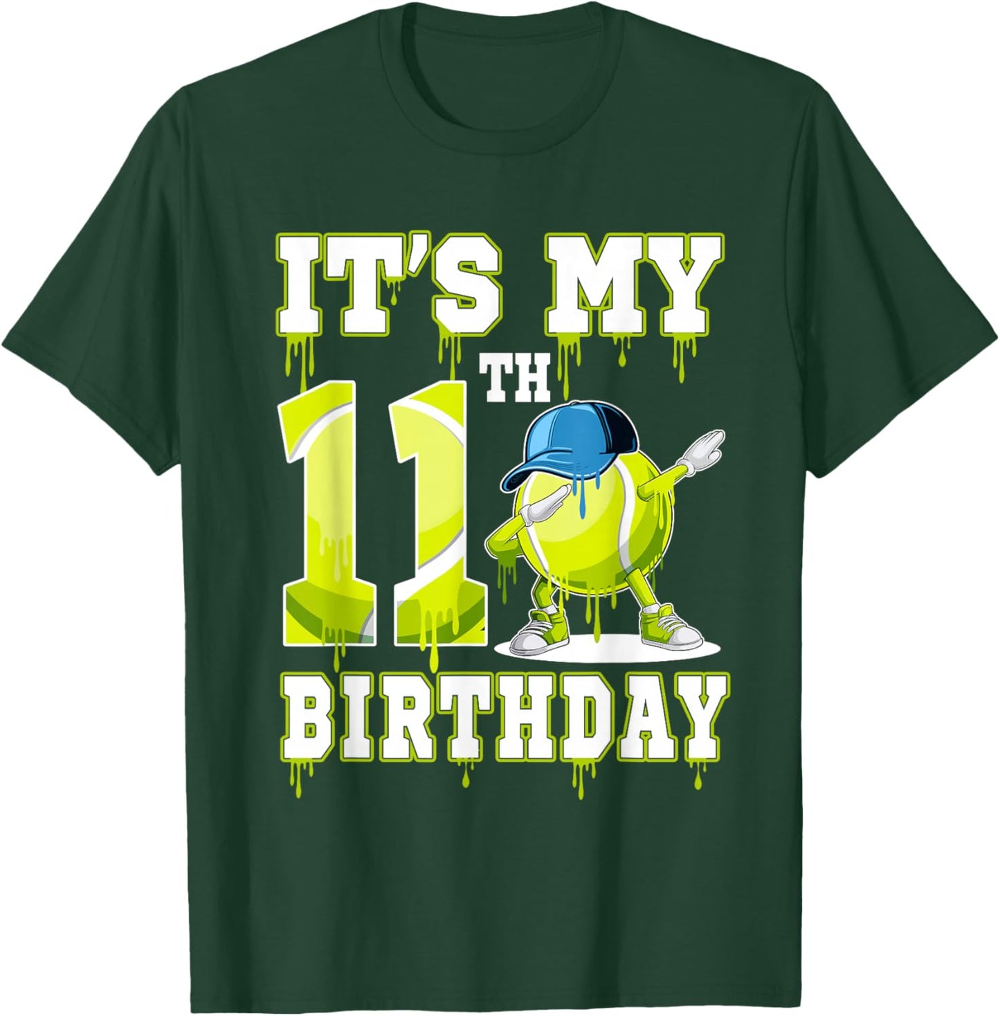 It's My 11th Birthday Tennis Drip Themed 11 Year Old Party T-Shirt - T-Shirt | Forest