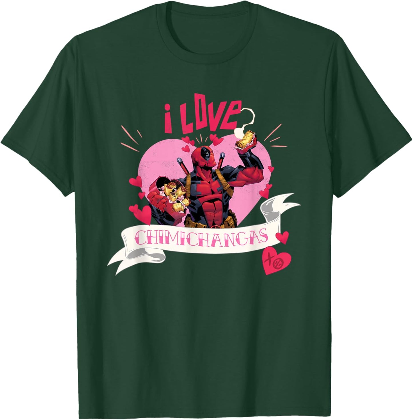 Marvel Valentine’s Day Deadpool Heart I Love Chimichangas T-Shirt - T-Shirt | Forest