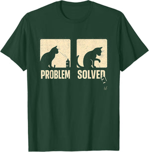 Problem Cat Solved Funny Illustration Dark Humor Minimal T-Shirt - T-Shirt | Forest
