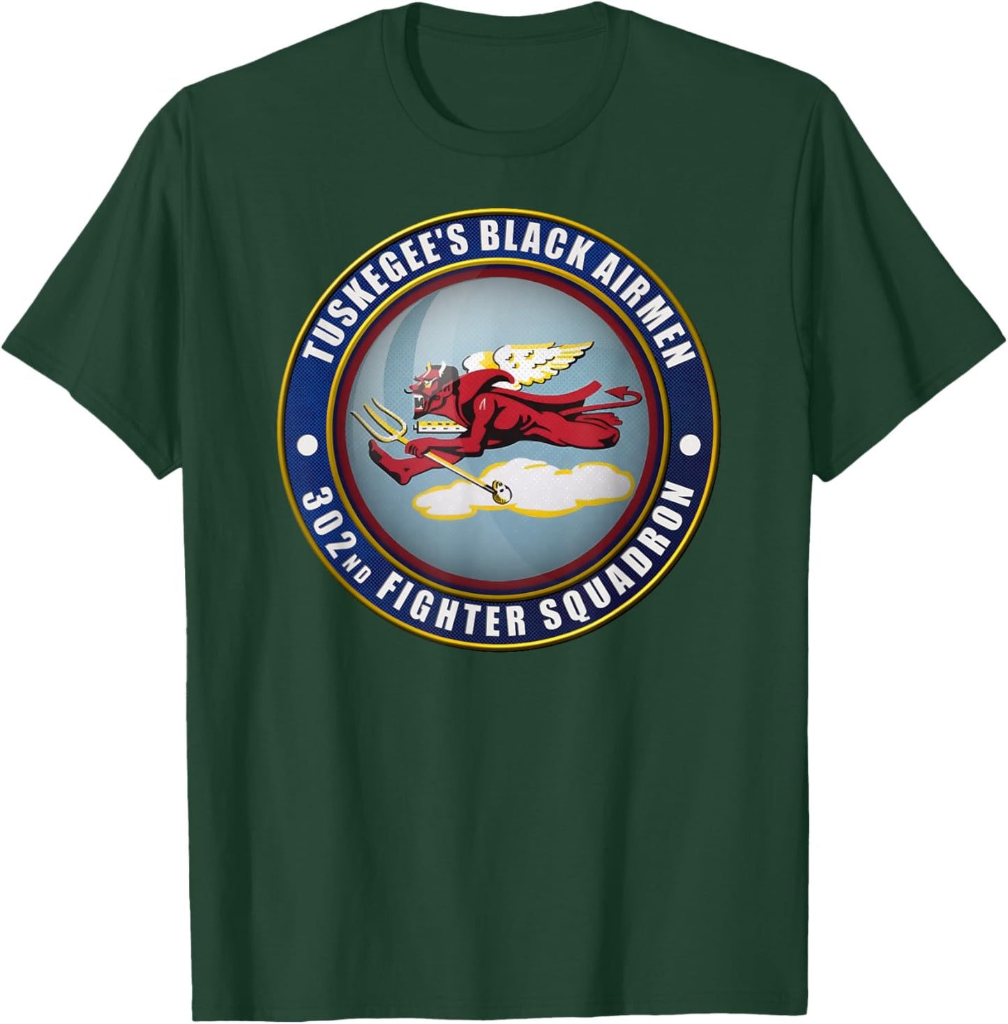 302nd Fighter Squadron P-51 Mustang Red Tail Emblem T-Shirt - T-Shirt | Forest
