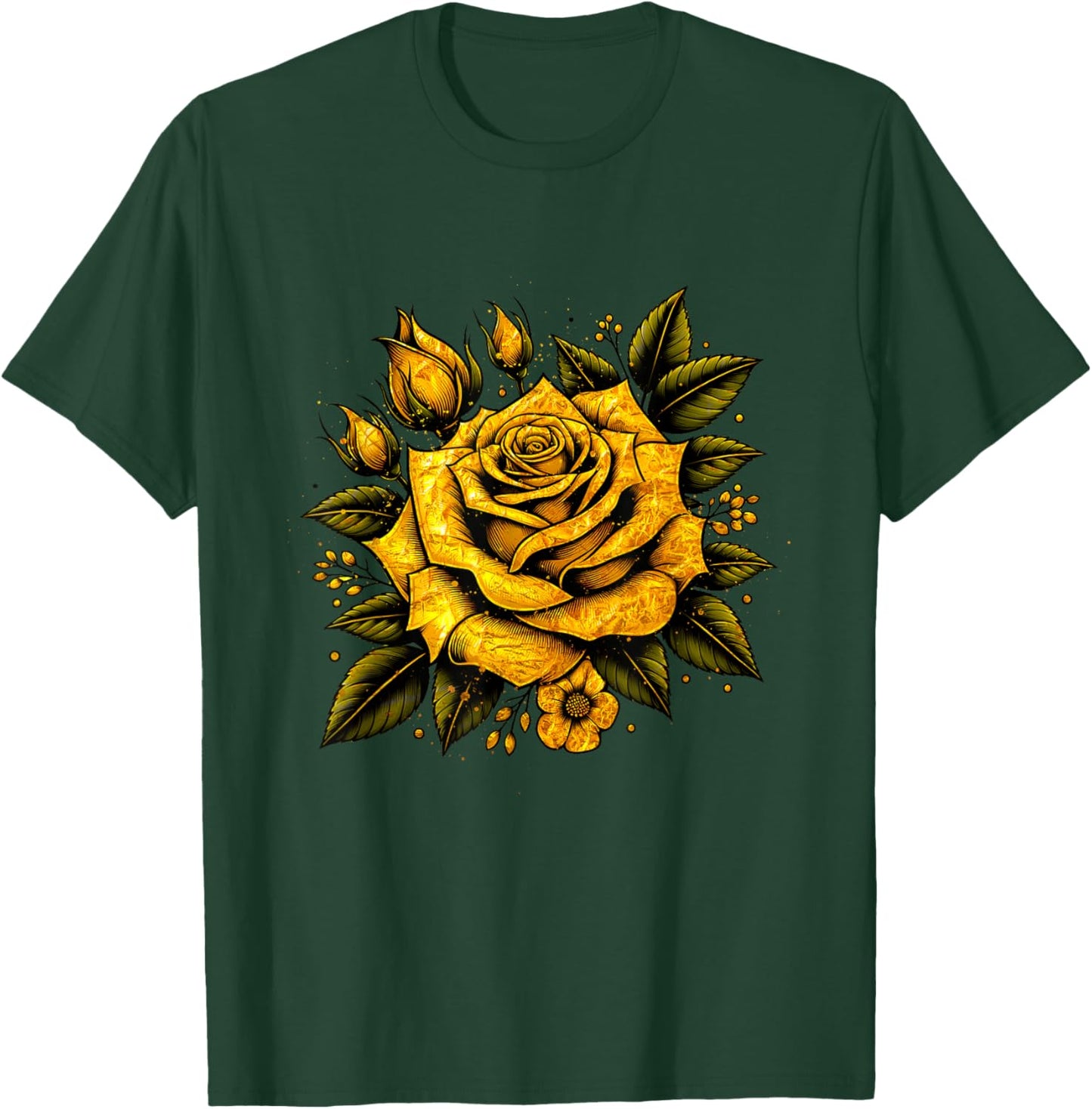 Yellow Rose Flower in Full Bloom Gardener Botanist Flowers T-Shirt - T-Shirt | Forest