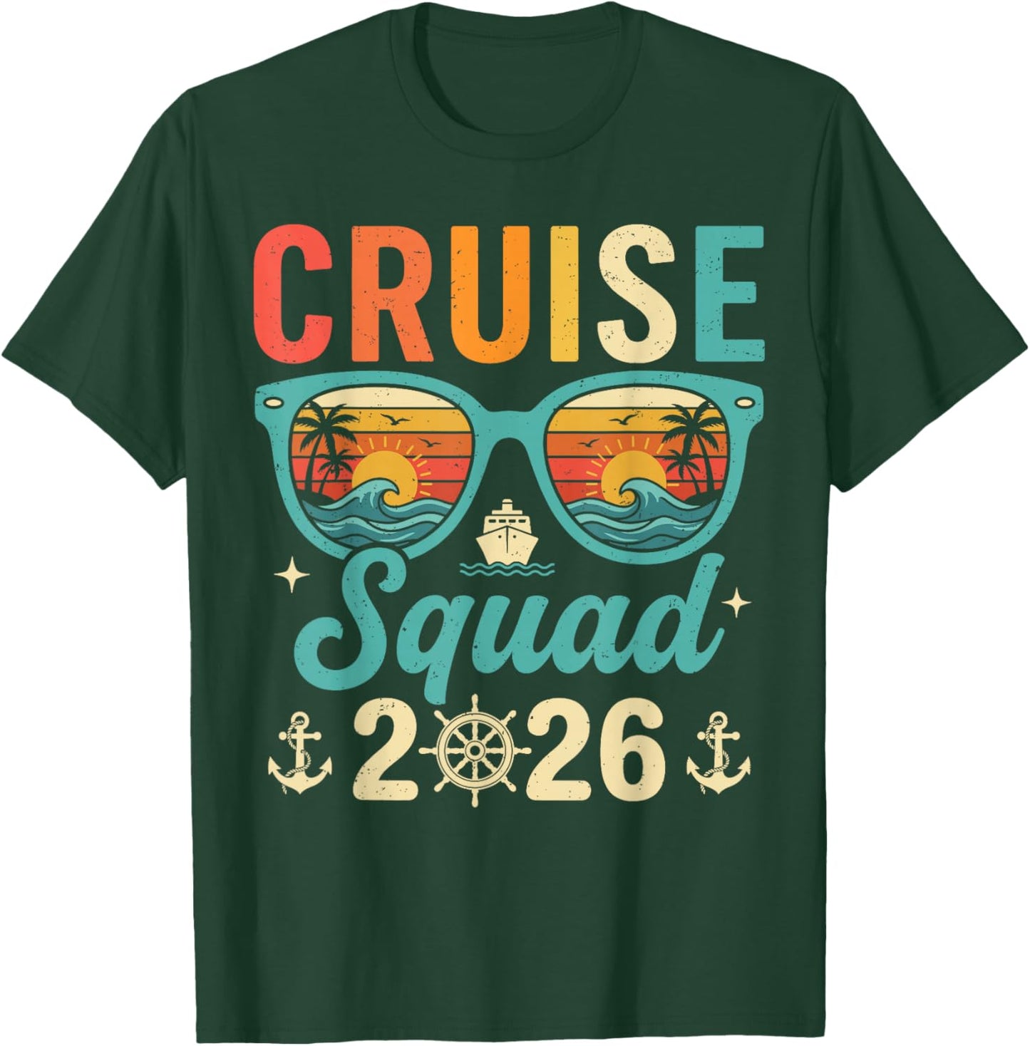 Retro Cruise Squad 2026 Family Matching Cruise T-Shirt - T-Shirt | Forest