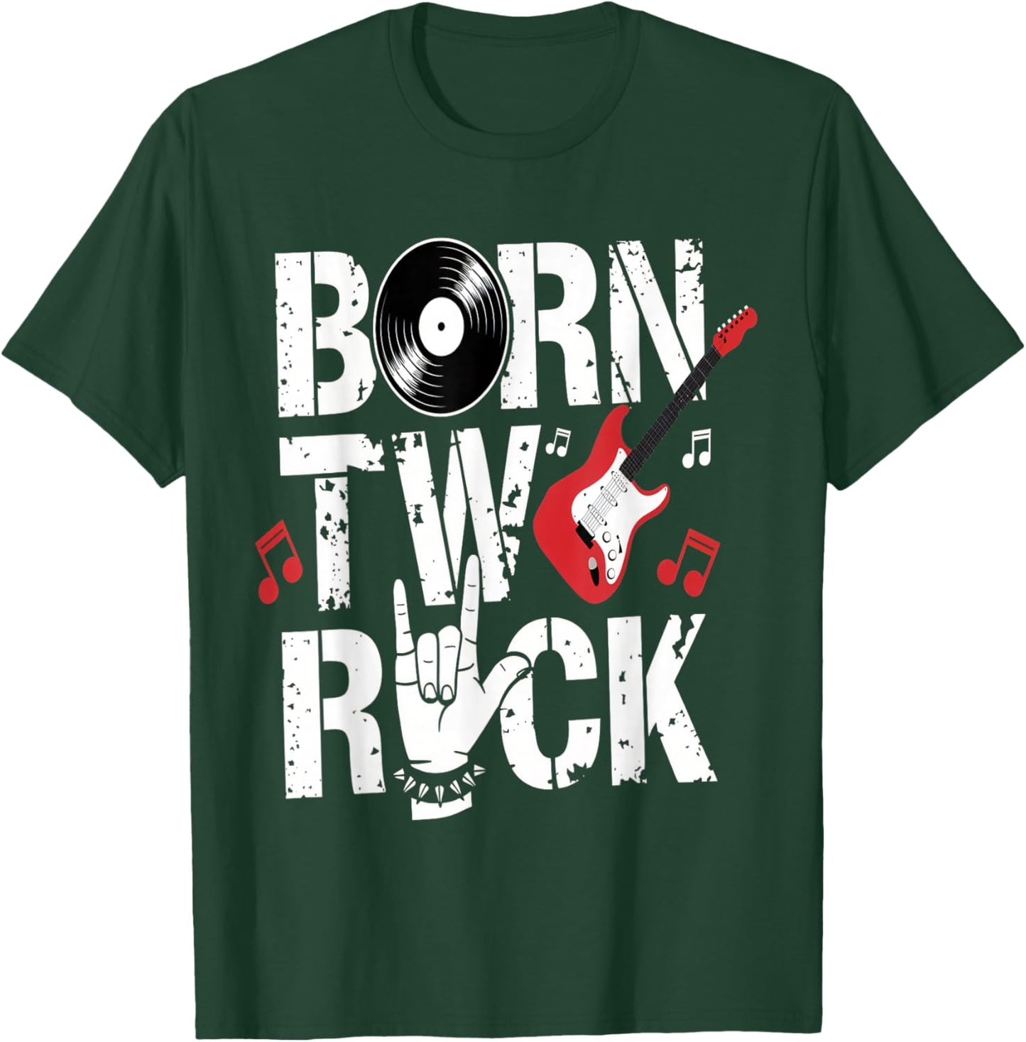 Born Two Rock 2nd Birthday Guitar Design T-Shirt - T-Shirt | Forest