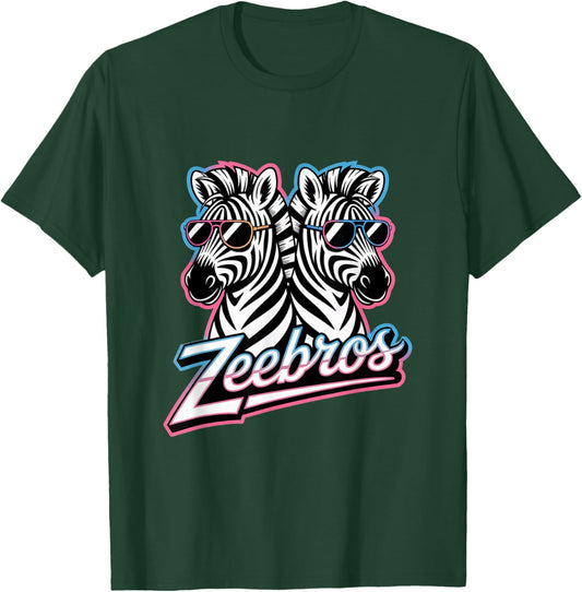 Zeebros Cute Zebra Duo Design for Zebros Lovers T-Shirt - T-Shirt | Forest