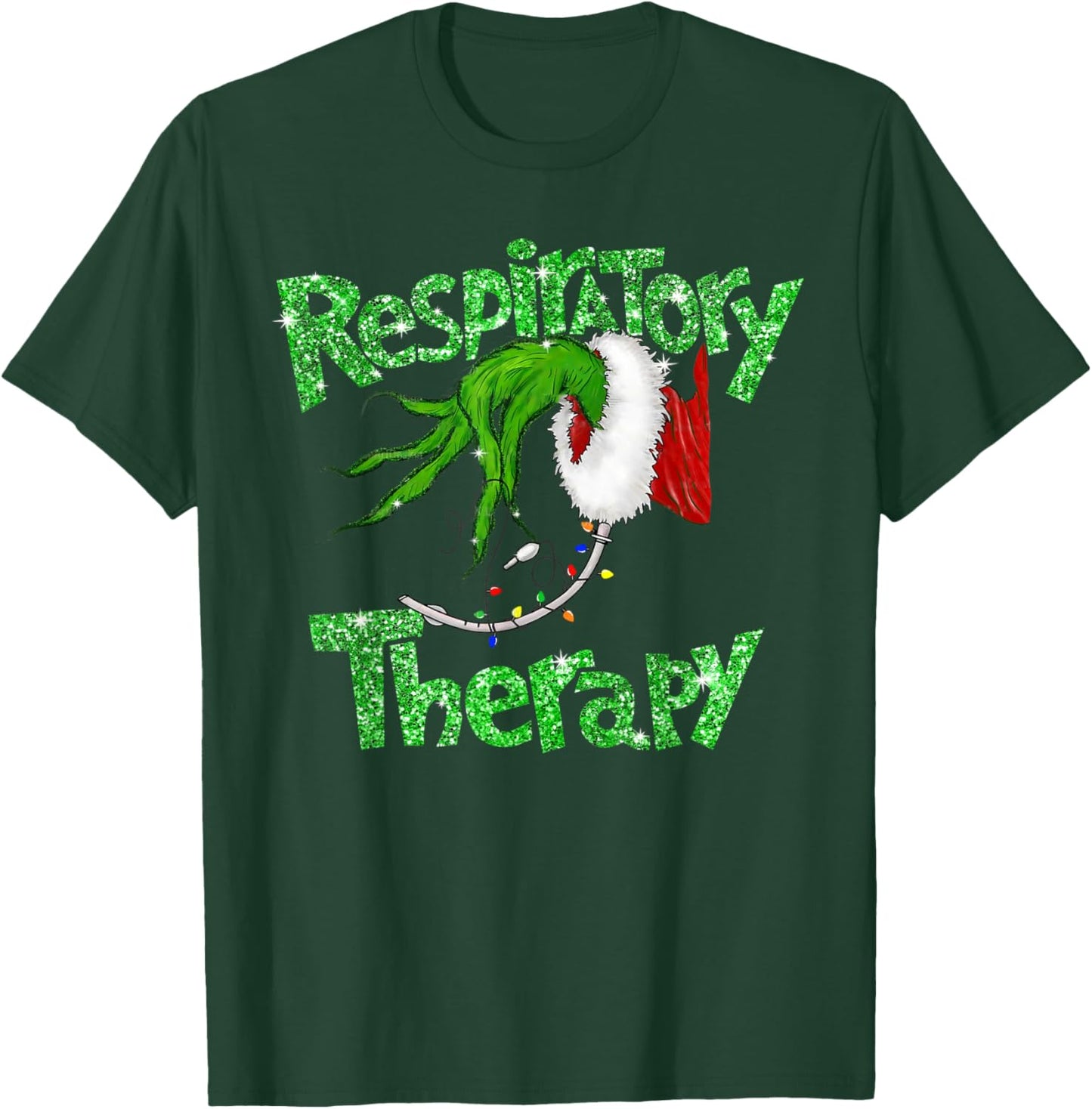 Respiratory Therapy Christmas Pulmonologist Nurse Pajamas T-Shirt - T-Shirt | Forest
