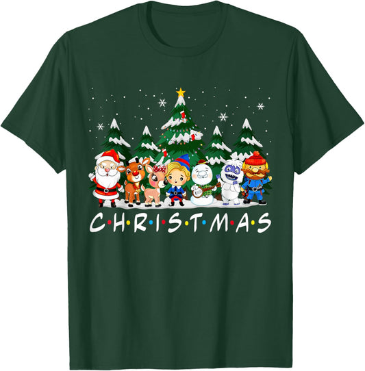 Friends Christmas Santa Rudolph Snowman Family Pajama Xmas T-Shirt - T-Shirt | Forest
