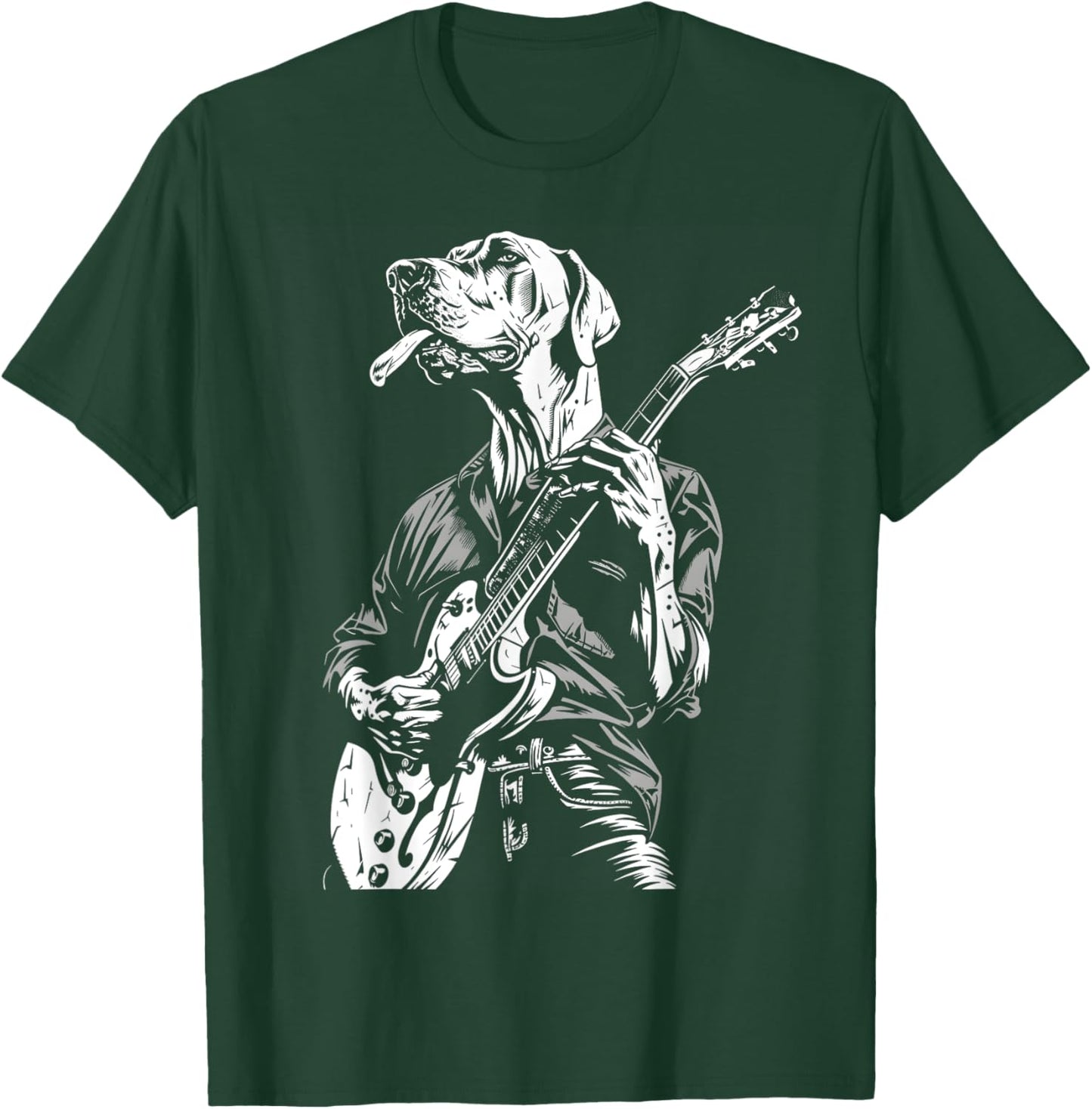 Funny Great Dane Dog Playing Electric Guitar Rock Dog Dad Men Women Kids T-Shirt - T-Shirt | Forest