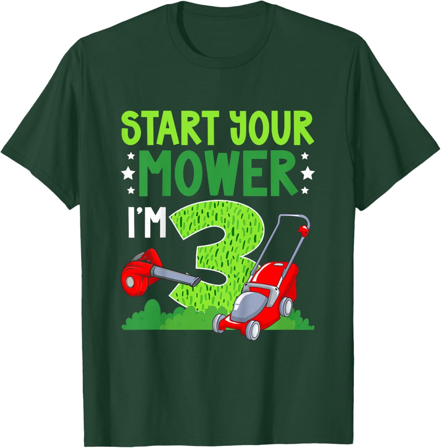 3rd Lawn Mowing Birthday 3 Year Old Lawn Mower T-Shirt - T-Shirt | Forest