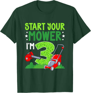 3rd Lawn Mowing Birthday 3 Year Old Lawn Mower T-Shirt - T-Shirt | Forest