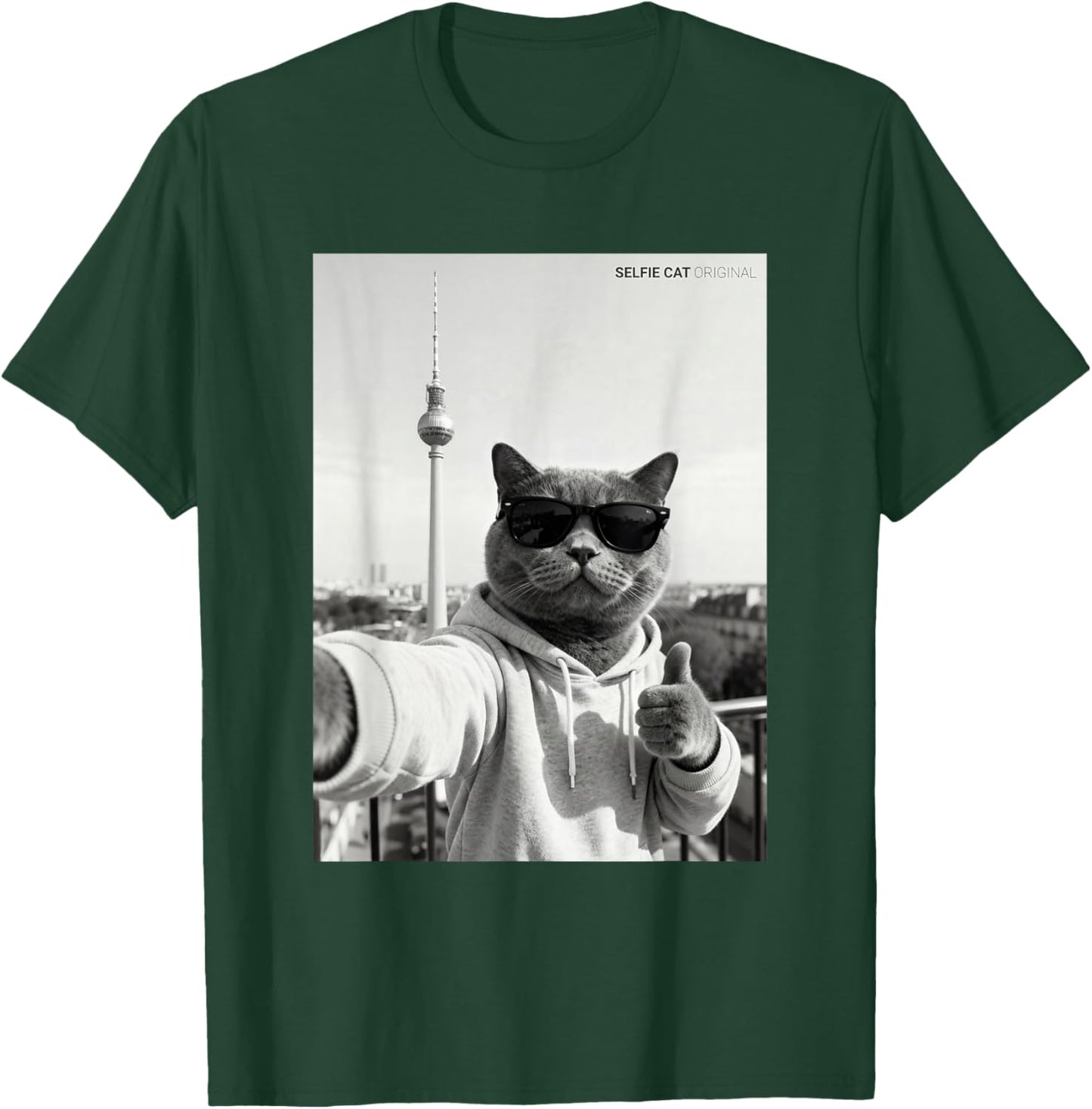 Cool Cat Selfie Berlin Funny Cat Meme Funny T-Shirt - T-Shirt | Forest