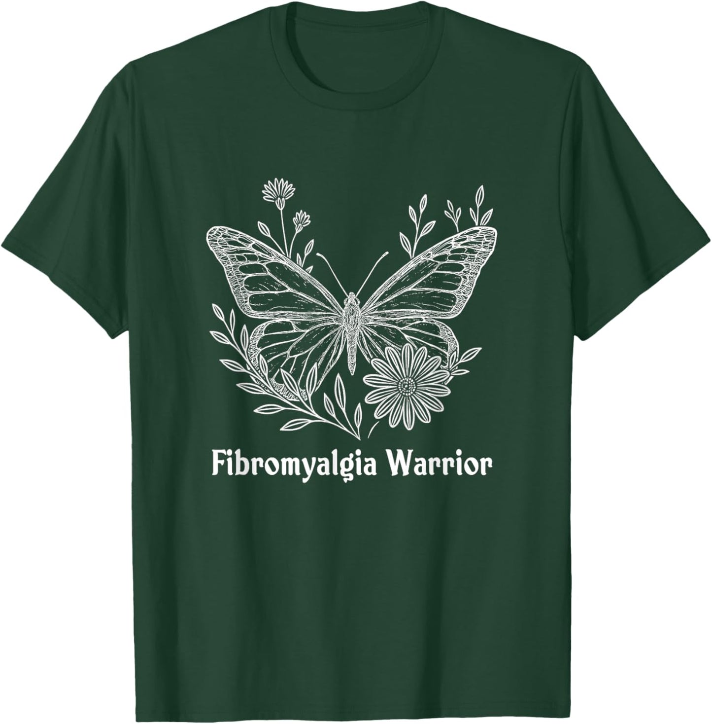 Fibromyalgia Warrior Awareness Butterfly Invisible Illness T-Shirt - T-Shirt | Forest