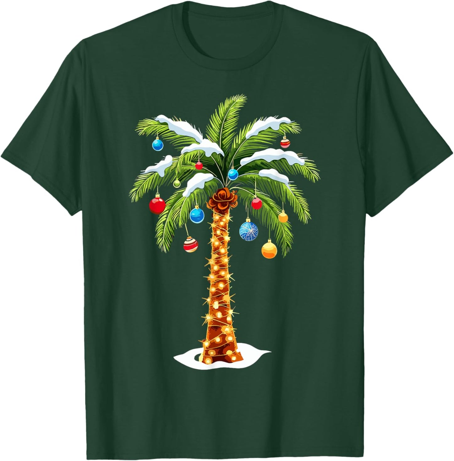 Christmas Palm Tree Hawaiian Tropical Xmas T-Shirt - T-Shirt | Forest