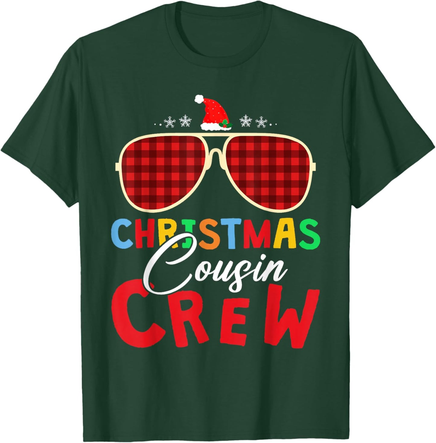Christmas 2025 Cousin Crew Xmas Lights Funny Matching Pajama T-Shirt - T-Shirt | Forest