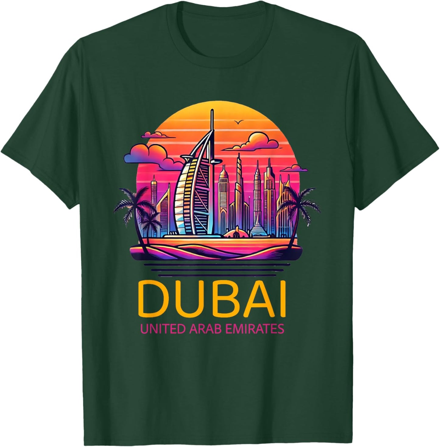 Dubai Souvenir Skyline UAE United Arab Emirate Reminder T-Shirt - T-Shirt | Forest