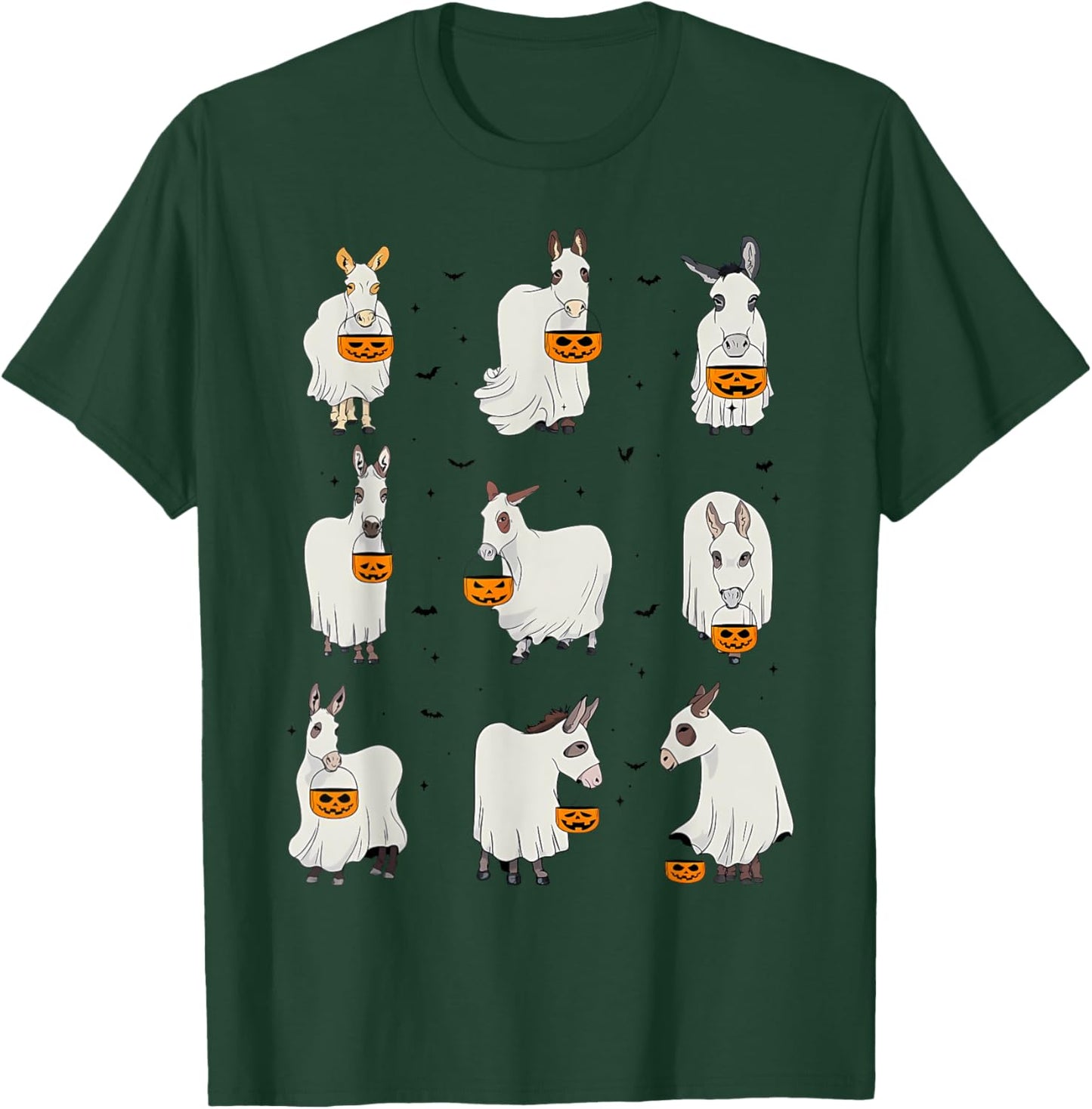 Spooky Donkey Ghost Halloween Donkey Animal Autumn Pumpkin T-Shirt - T-Shirt | Forest