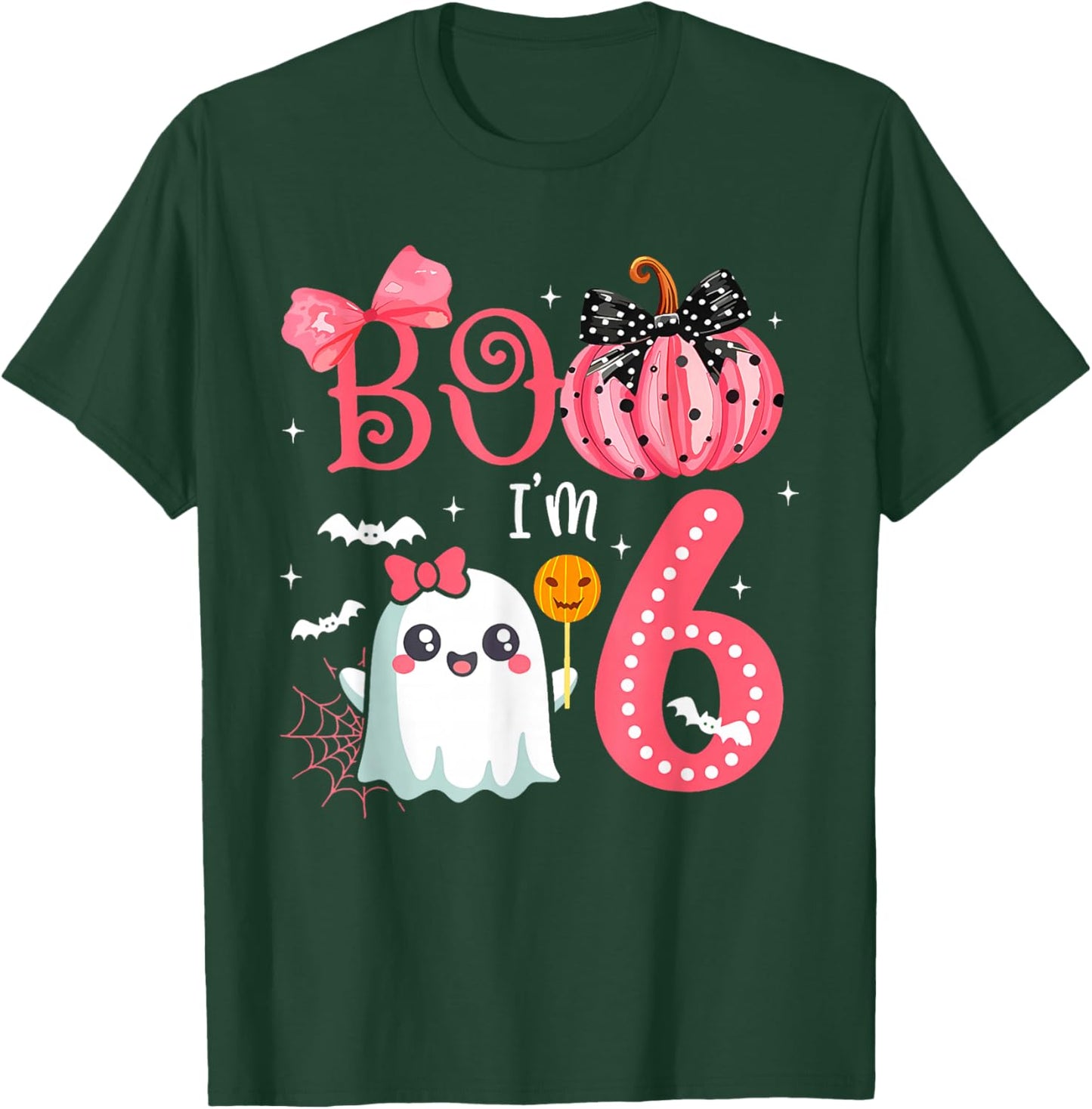 Boo I'M 6 Years Old Ghost 6Th Birthday Halloween Ghost Girls T-Shirt - T-Shirt | Forest