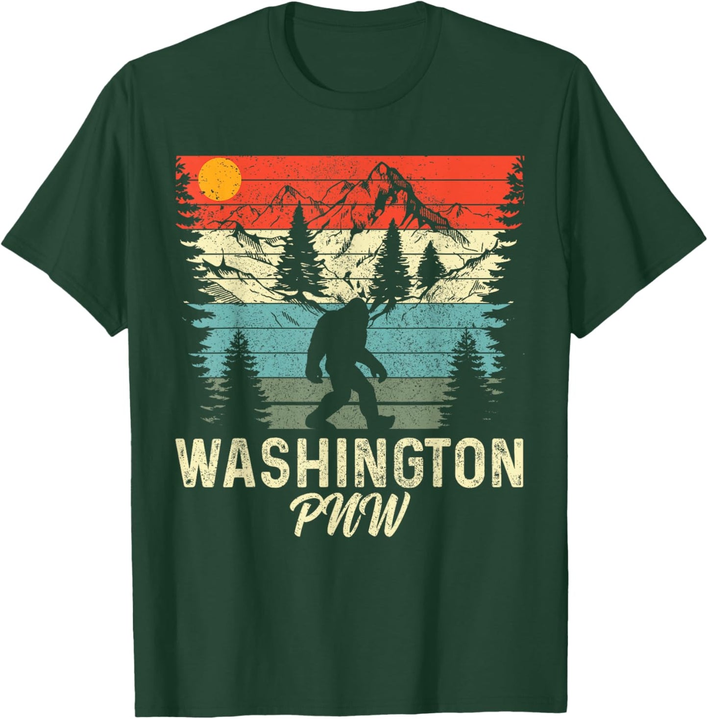 Washington PNW Bigfoot Vintage Pacific Northwest T-Shirt - T-Shirt | Forest